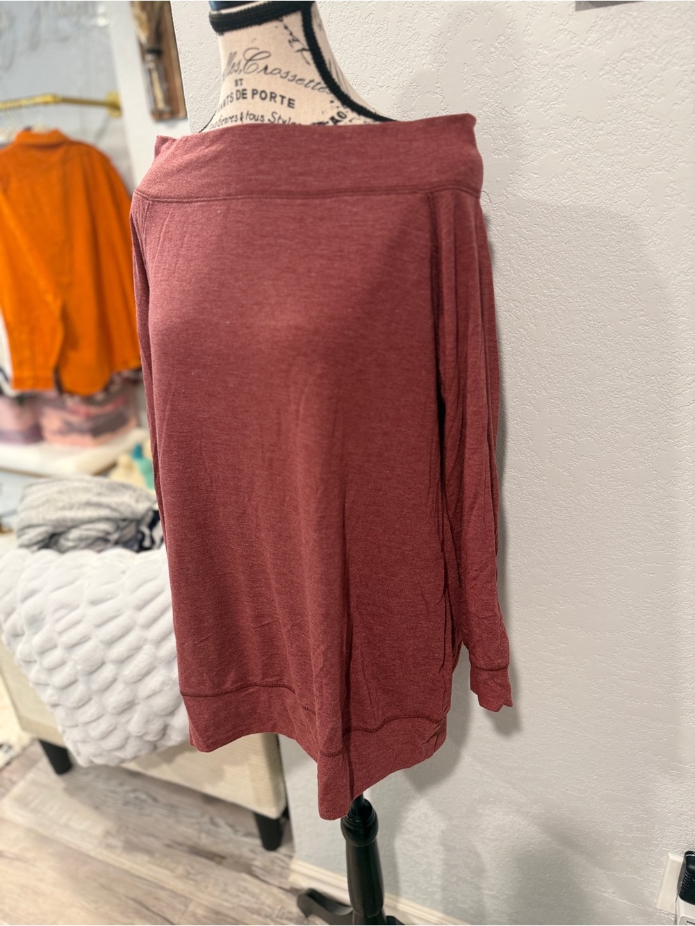 GINKANA Mauve Off The Shoulder Maternity Knit Top Long Sleeve Medium - Picture 3 of 5
